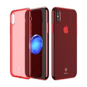 Baseus Simple Series áttetsző piros gél TPU iPhone X tok