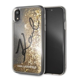 Karl Lagerfeld Signature folyékony flitteres tok iPhone XR áttetsző/arany flitteres