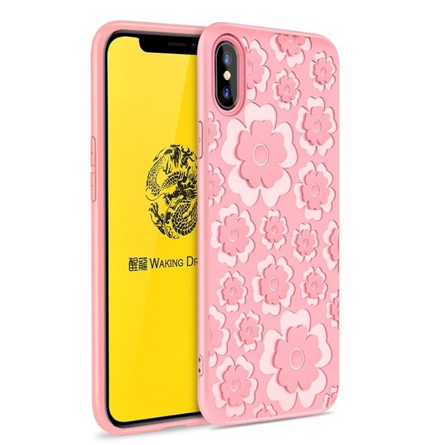 MSVII Flower Flexible Szilikon tok TPU borítással iPhone X rózsaszín