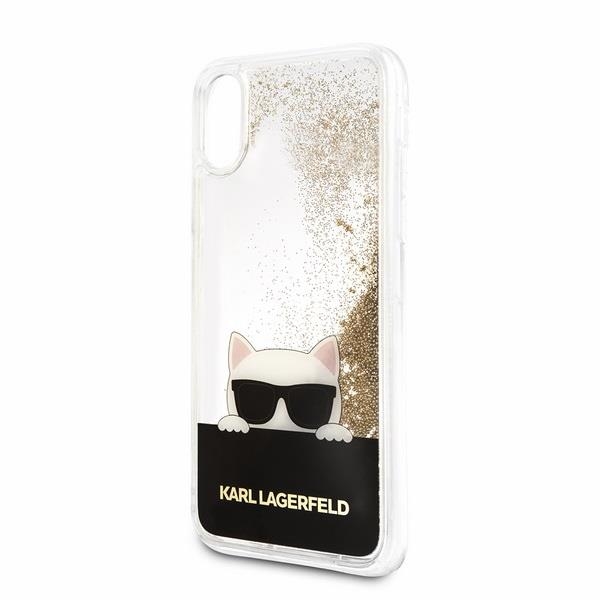 Karl Lagerfeld gél tok folyékony flitteres mintával iPhone X arany színben 