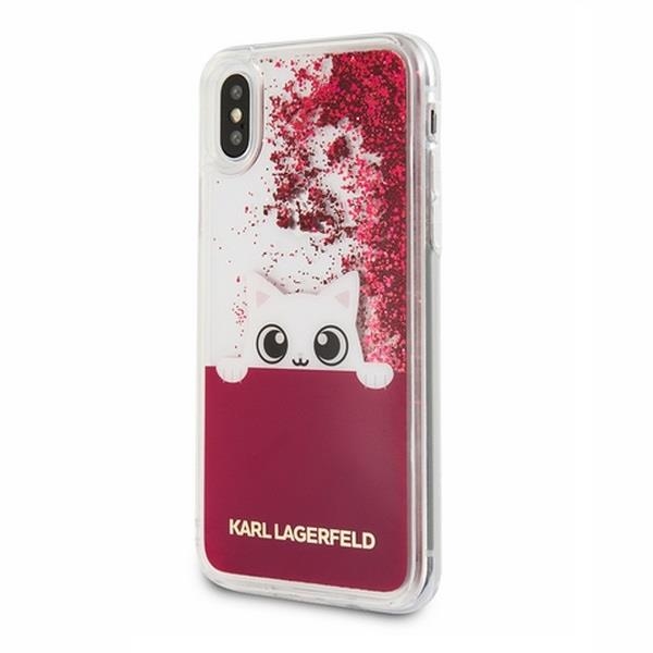 Karl Lagerfeld gél tok folyékony flitteres mintával iPhone X/XS piros színben 