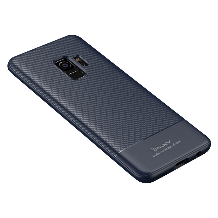 IPAKY szénszál mintájú TPU tok Samsung S9 G960 kék színben