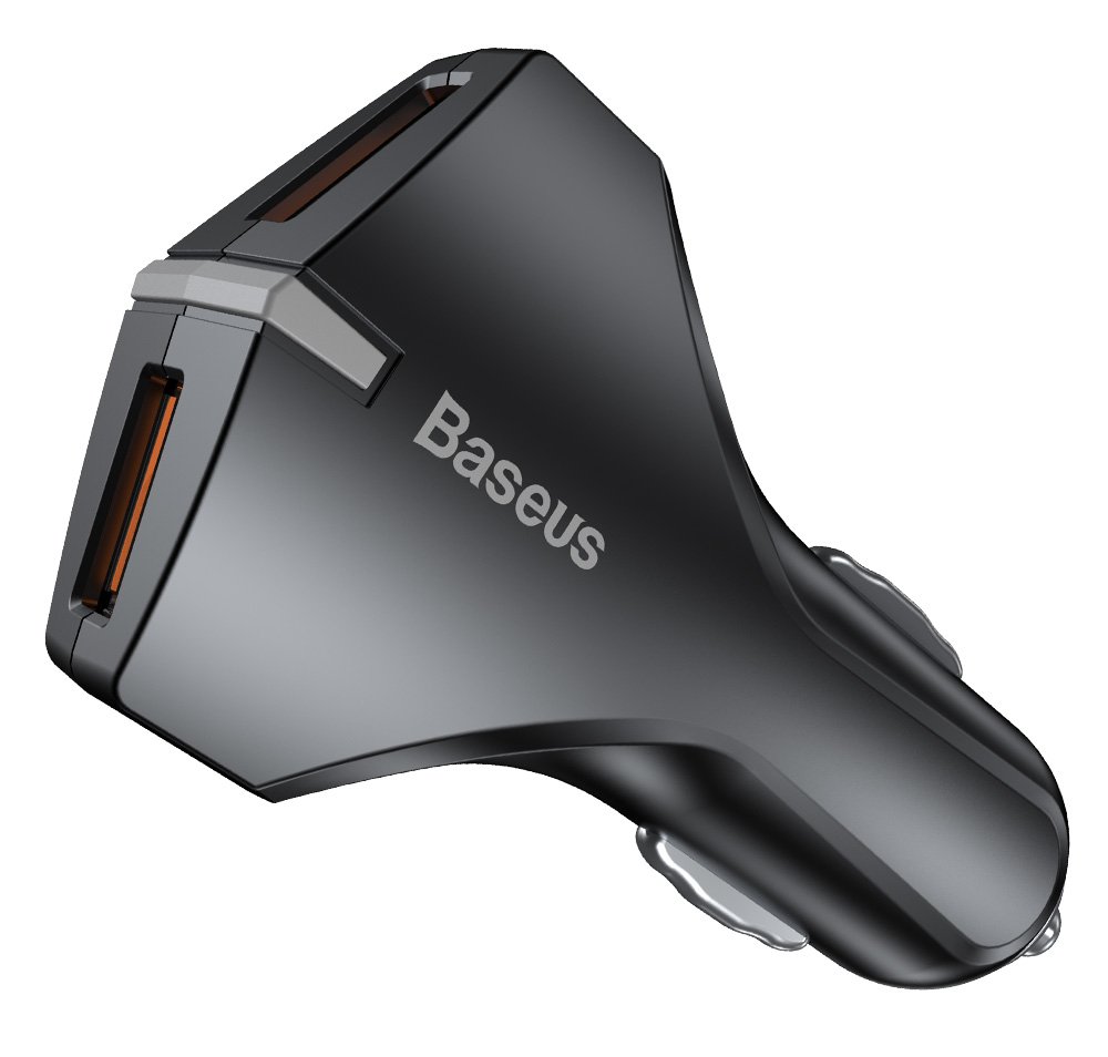 Baseus Rocket szivargyújtós telefontöltő 2 USB 3.0 QC aljzattal fekete színben