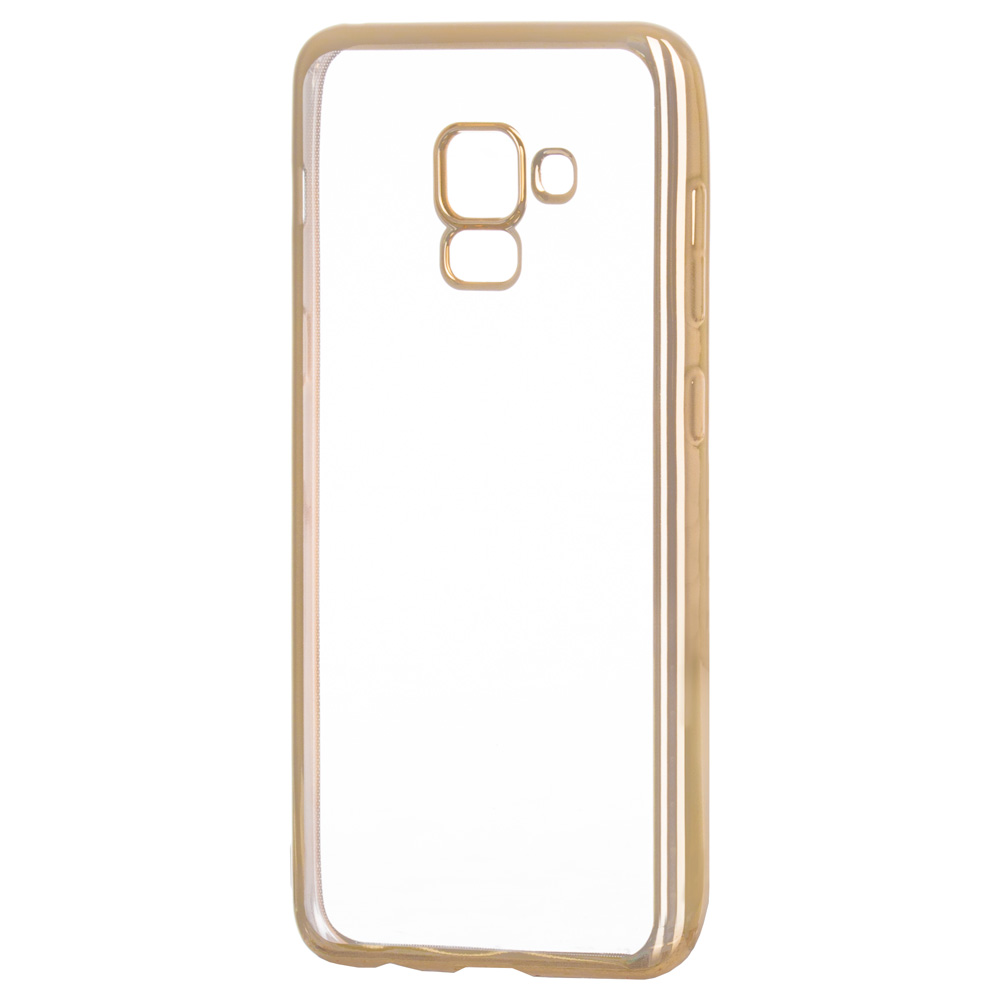Áttetsző vékony tok metál színű csillogó kerettel Samsung A8 2018 A530 arany színben