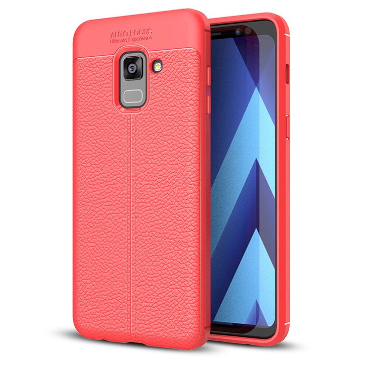 Litchi mintázatú flexibilis TPU tok Samsung A8 2018 piros
