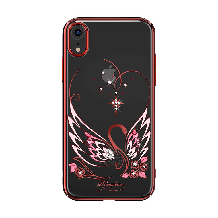 Kingxbar Swan tok Swarovski kristály díszítéssel iPhone XR piros színben