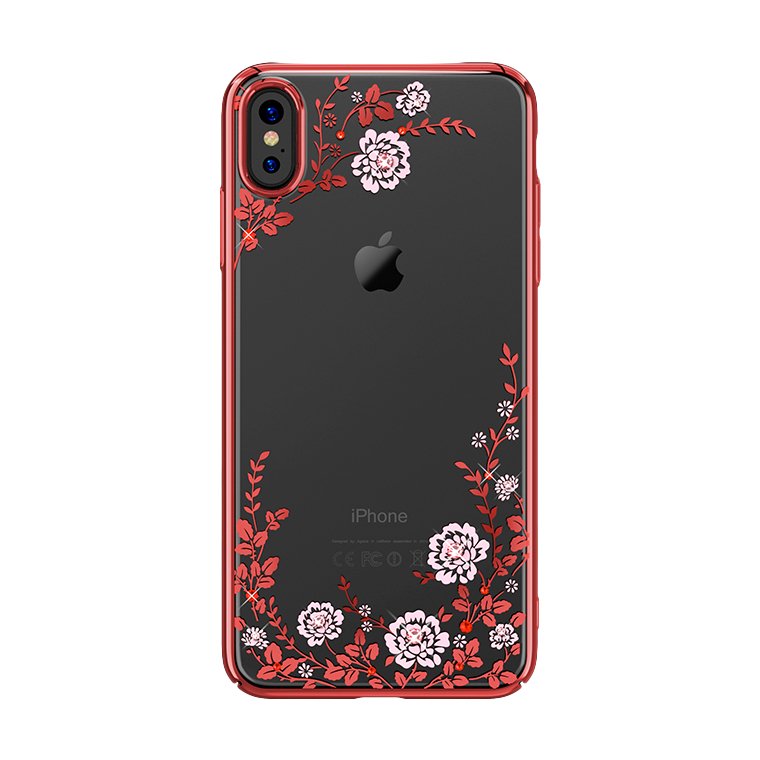 Kavaro Flora virágmintás tok iPhone XS piros