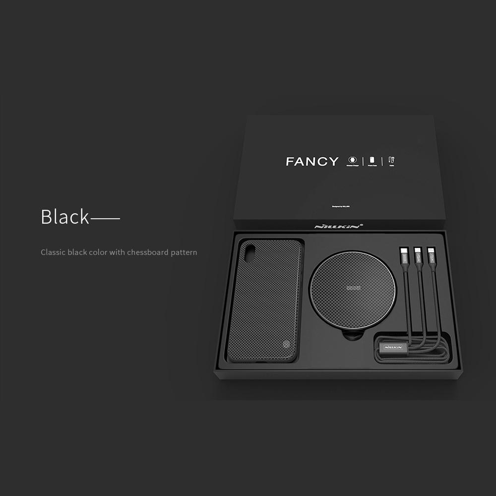 Nillkin Fancy Box 3in1 iPhone XS MAX karbon fekete