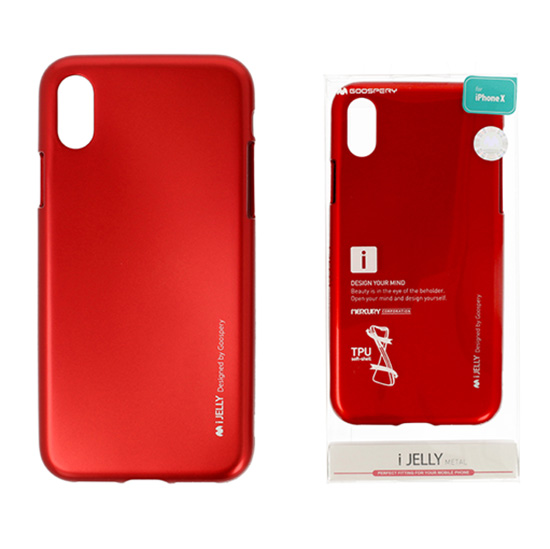 Mercury i-Jelly metál színű TPU tok iPhone XS MAX piros