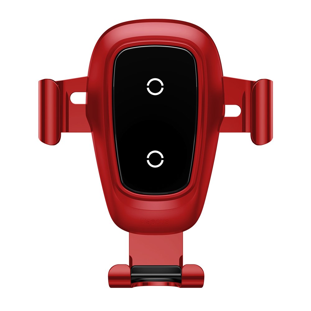 Baseus Metal Gravity szellőzőre rögzíthető vezeték nélküli töltő, autós qi töltő piros színben