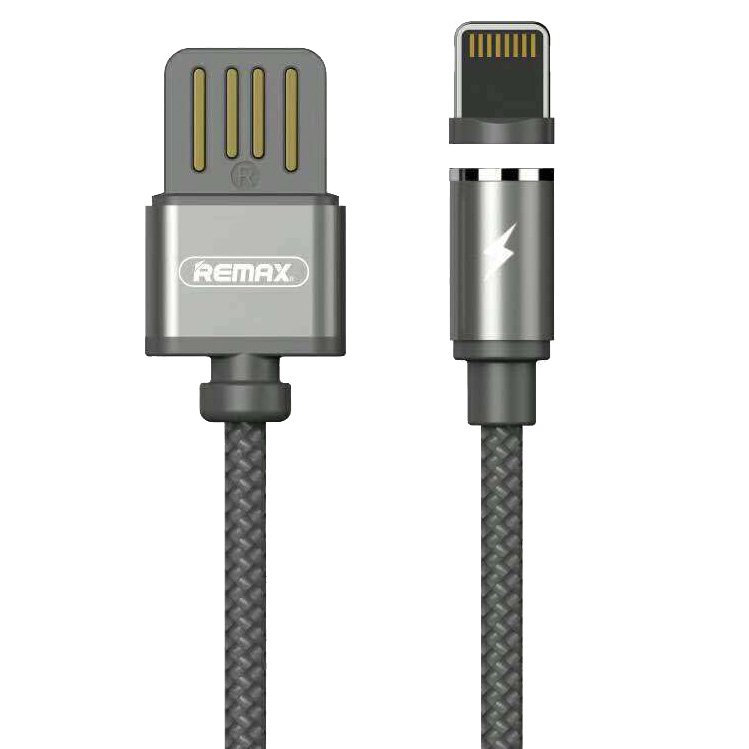 Remax RC-095i mágneses USB/Lightning kábel LED világítással 1m 1A fekete