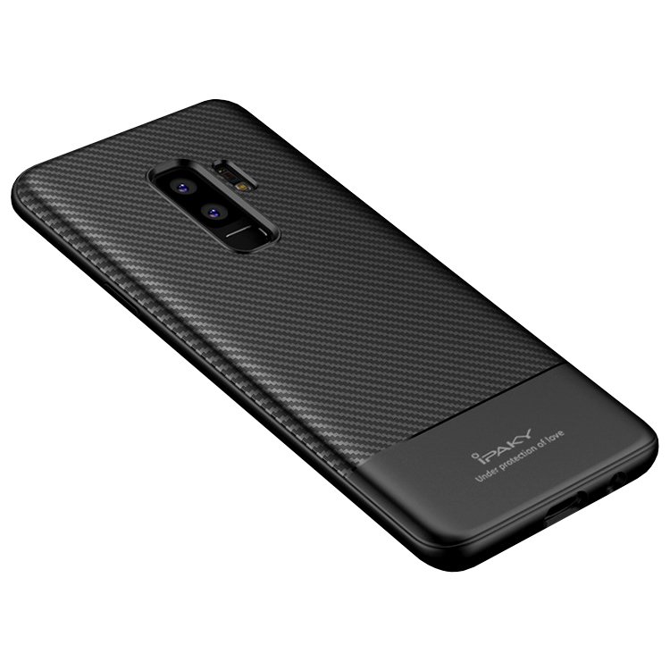 iPaky Carbon Fiber flexibilis TPU tok Samsung S9 Plus fekete