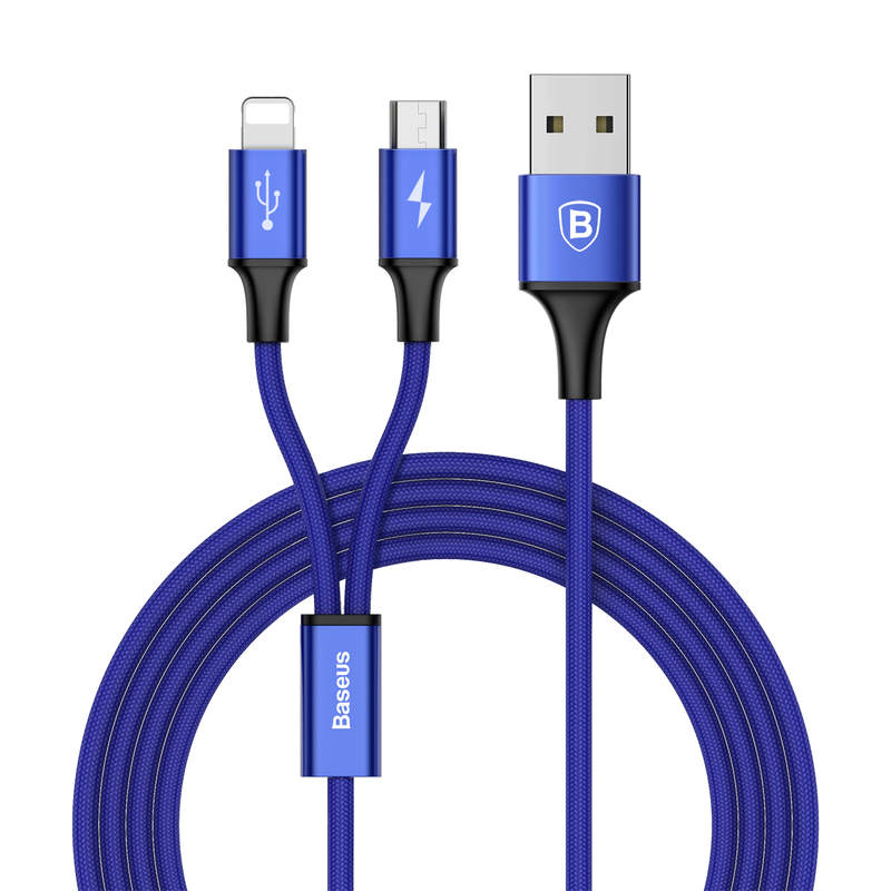 Baseus Rapid 2in1 micro USB/ Lightning kábel 1,2 m 3A sötétkék