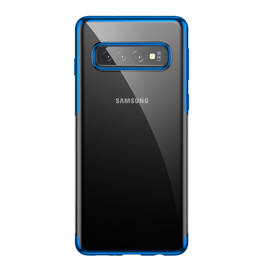 Baseus Shining átlátszó gél tok Samsung S10 kék metál kerettel