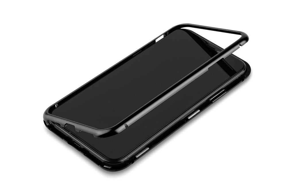 9H üveghátlapú tok mágneses tok iPhone XS MAX fekete