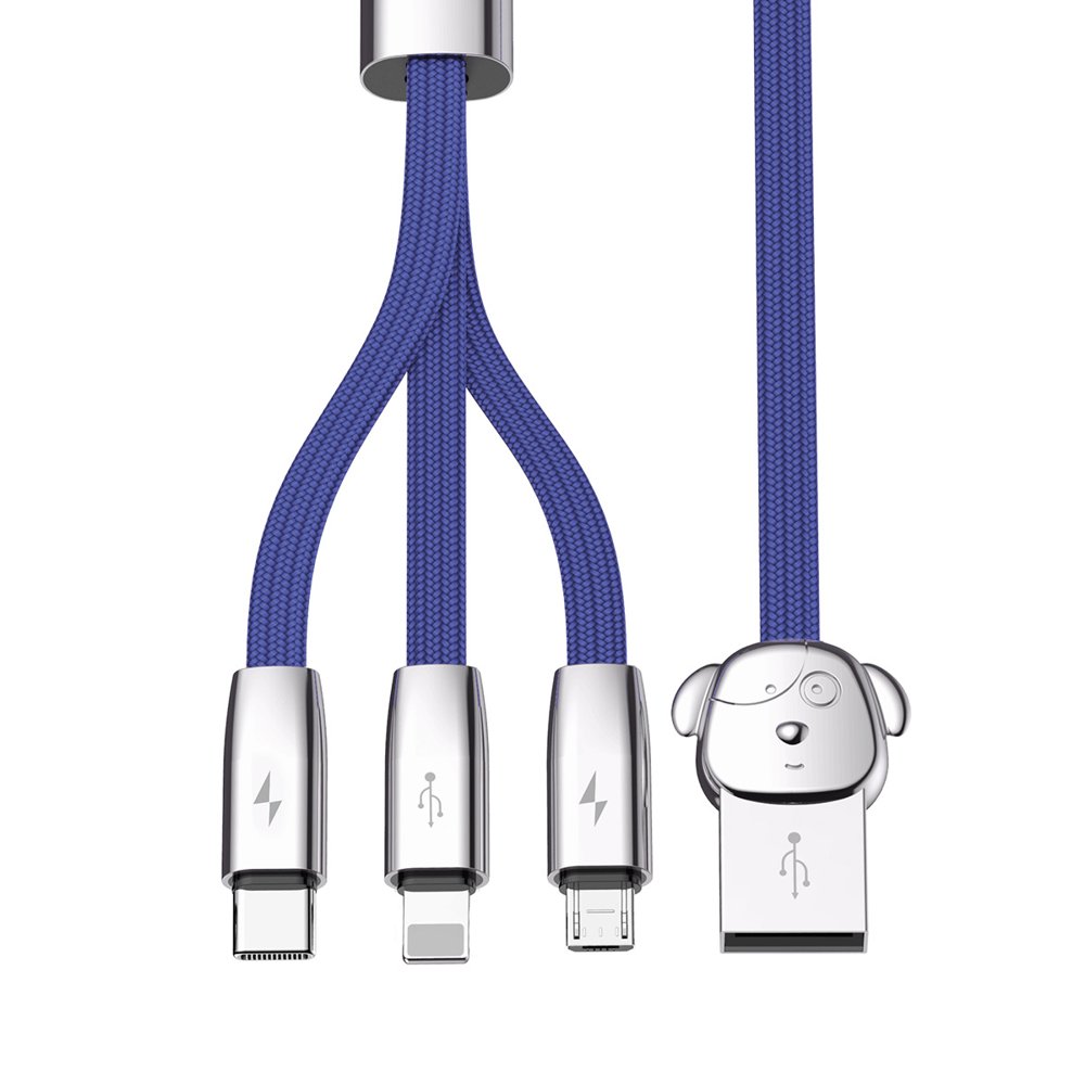 Baseus FuWang Cute USB - micro USB/Lightning/Type-C kábel 3A 1,2m kék