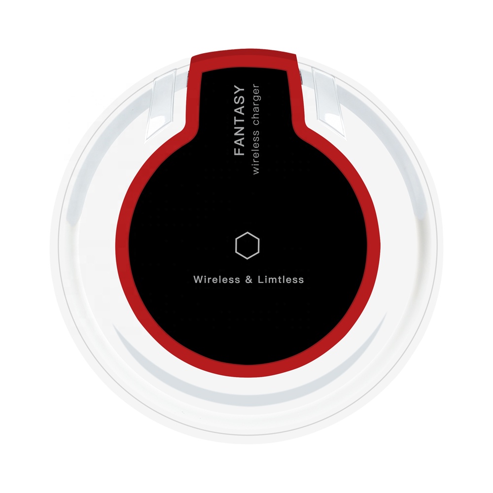 SMD T-001 vezeték nélküli mobiltelefon Qi töltő fekete/piros színben (5W)