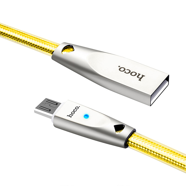 USB - Micro-USB kábel arany 1.2m Hoco Jelly Knitted 