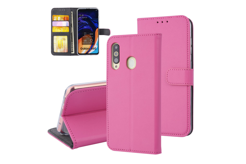 Fliptok kártyatartóval Samsung A60 pink