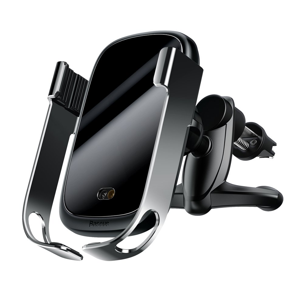 Baseus Rock Solid autós telefontartó elektromos zárhatósággal és vezeték nélküli Qi töltéssel ezüst (WXHW01-0S)