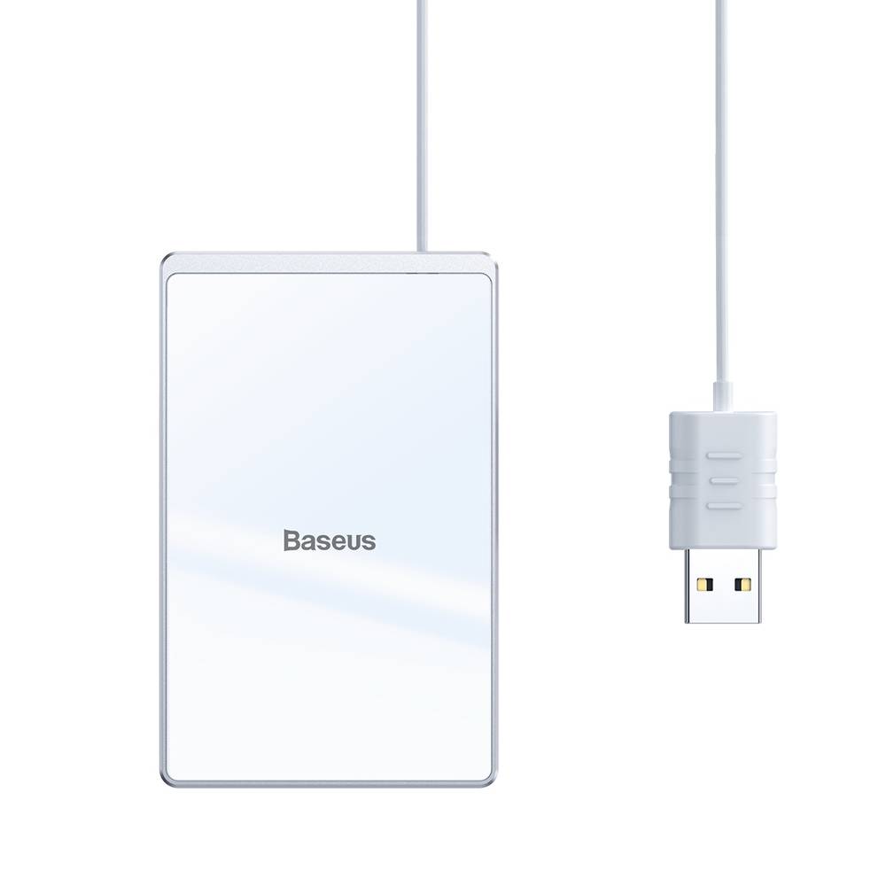 Baseus Ultra-thin vezeték nélküli Qi gyorstöltő 15W 100Cm USB kábellel fehér/ezüst (WX01B-S2)