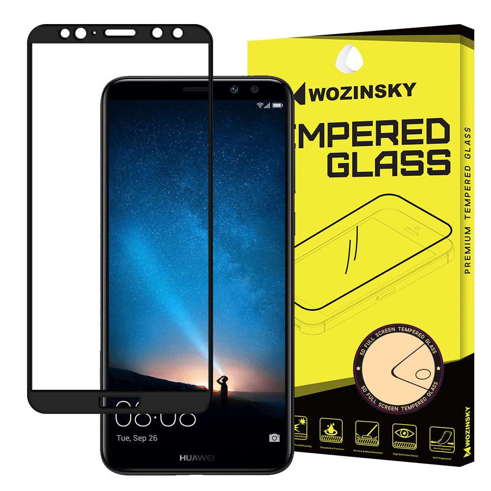 Huawei Mate 10 Lite Wozinsky Super Tough kijelzővédő üvegfólia fekete kerettel