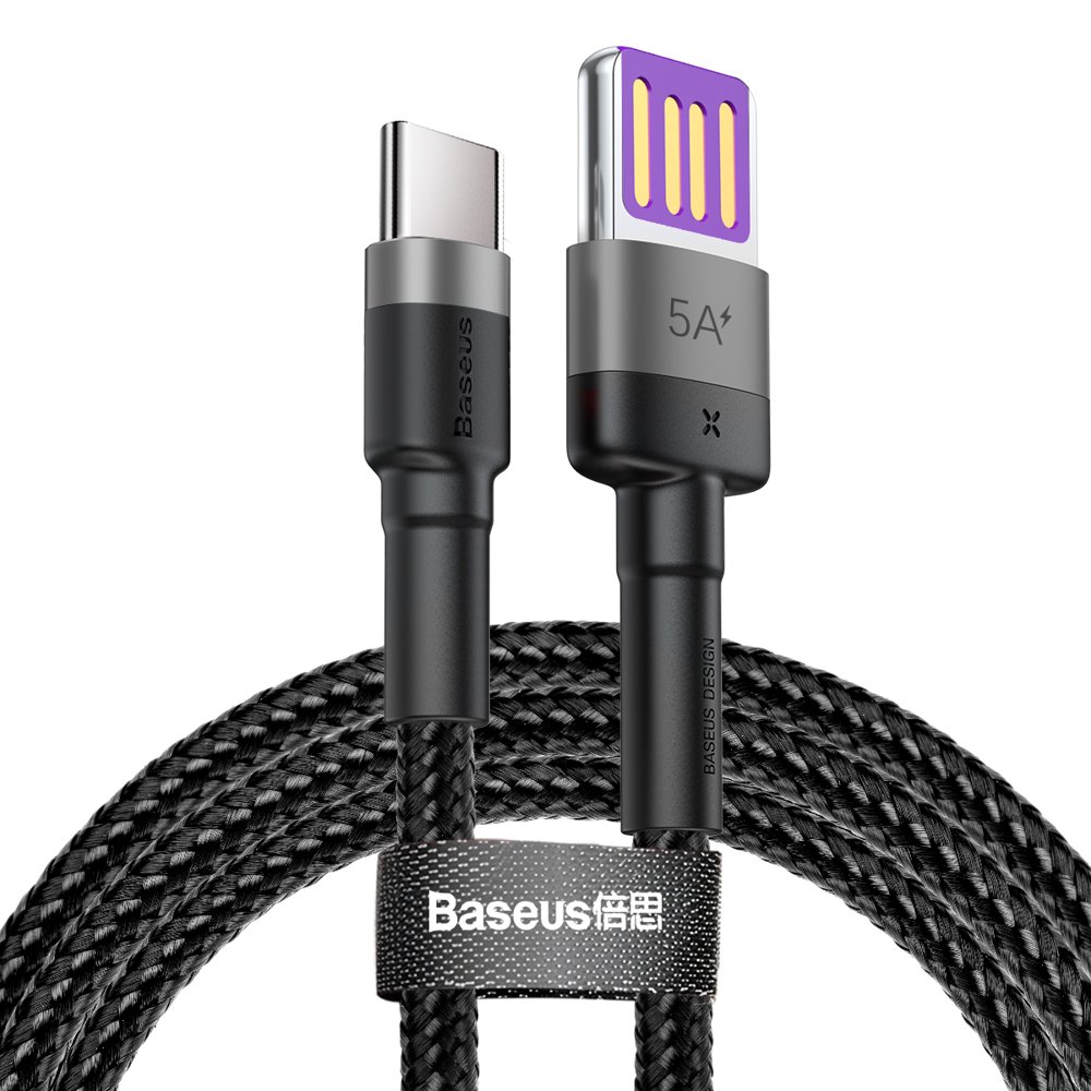 Baseus Caful HW gyorstöltő kábel USB/USB Type-C kábel 40W 1m szürke/fekete