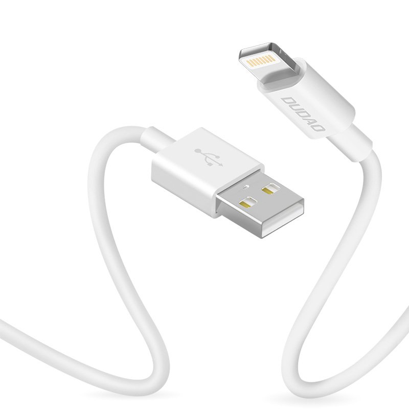 Dudao USB/Lightning adat és töltőkábel 3A 1m fehér