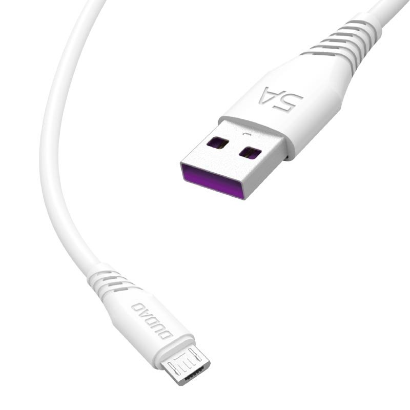 Dudao USB/ micro USB adat és gyorstöltőkábel 5A 1m fehér