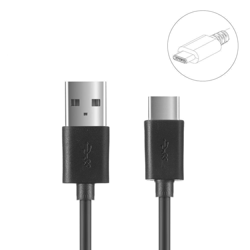 USB Type-C adat és töltő kábel 1m 2A fekete