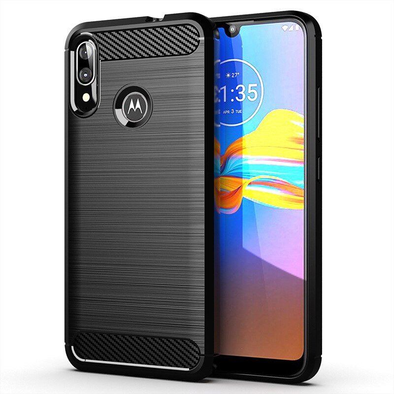 Carbon mintájú TPU tok Motorola Moto E6 Plus fekete
