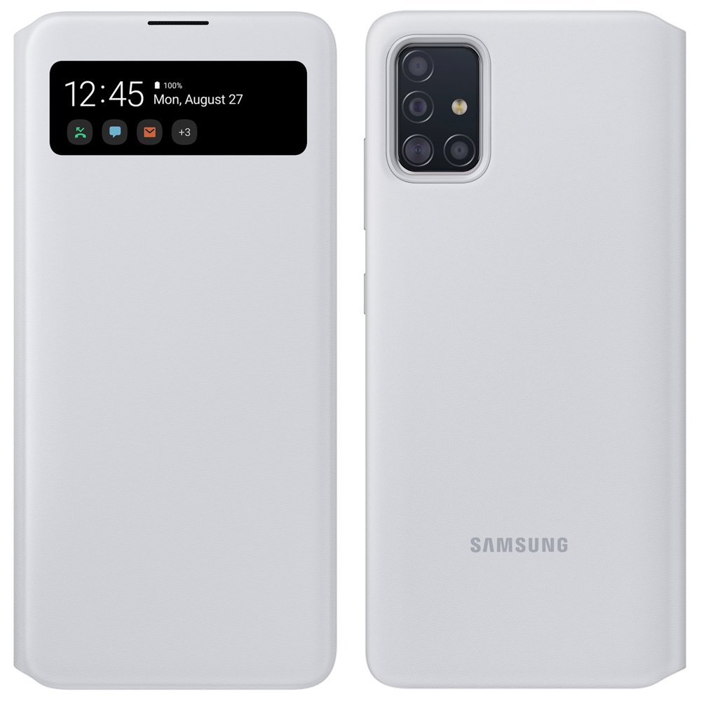 Samsung S View EF-EA715PBEGEU fiptok kártyatartóval és kijelzővel Samsung A71 fehér