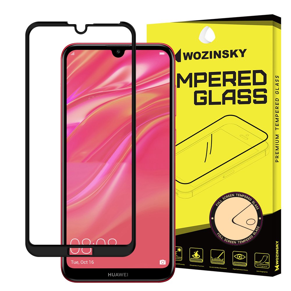 Huawei Y7 2019 / Y7 Pro 2019 / Y7 Prime 2019 Wozinsky Full Glue kijelzővédő üvegfólia fekete