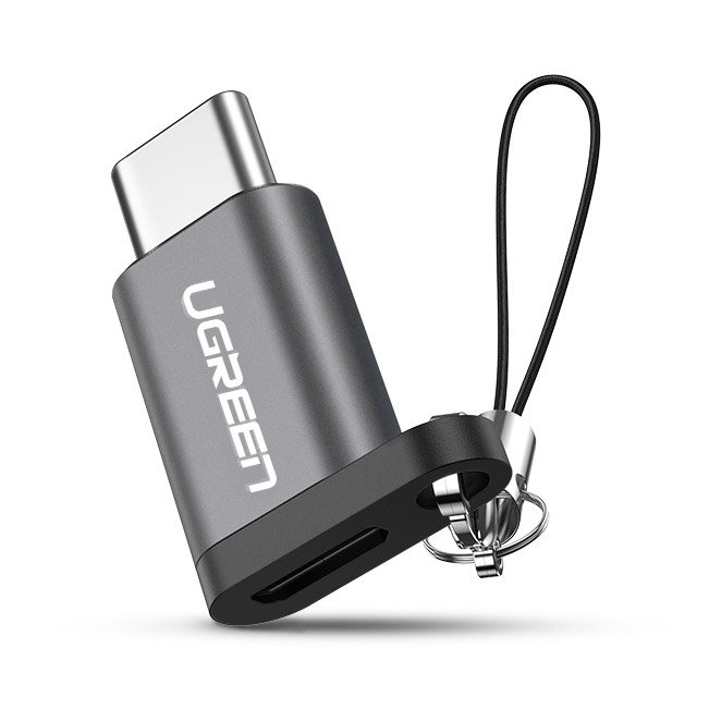 Ugreen micro Micro USB/USB Type-C átalakító adapter rögzítővel szürke