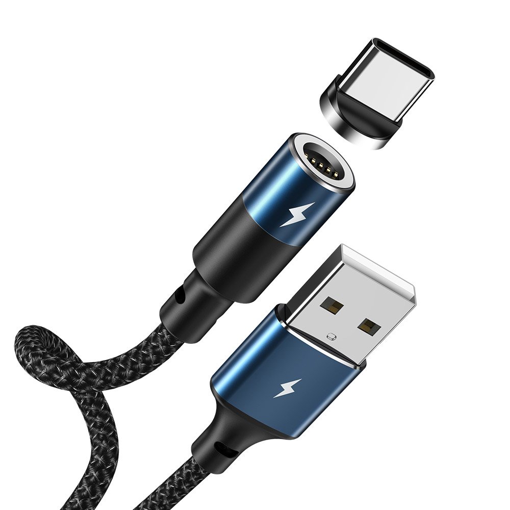 Remax Zigie mágneses USB-USB Typ C kábel 3A 1.2m fekete