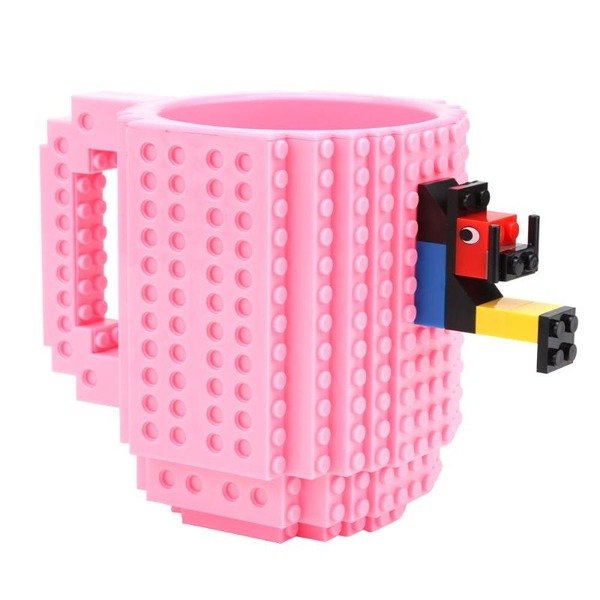 LEGO mintájú 350 ml bögre építőelemmel rózsaszín