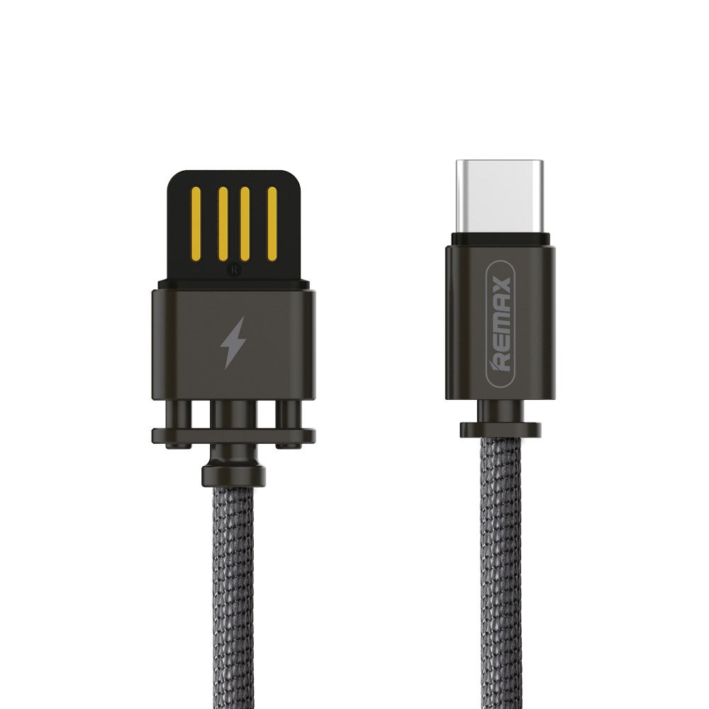 Remax Sury 2 Nylon harisnyázott kábel USB - Type-C 2,1 A 1m fekete (RC-064a)