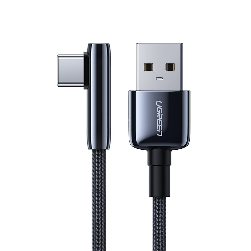 Ugreen elbow USB - USB Type C kábel 5 A QC 3.0 SCP FCP 0,5 m fekete (70282 US313) könyök kábel