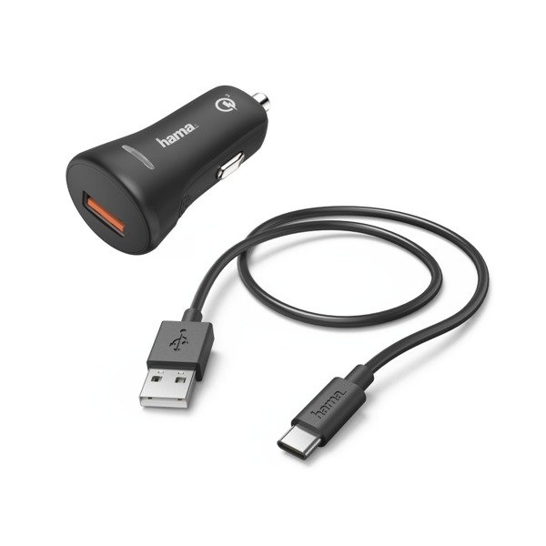 Hama univerzális autós töltő Qualcomm® Quick Charge ™ 3.0 3A + USB Type-C kábel 1.5 m fekete