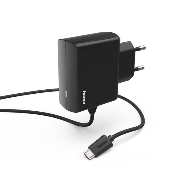 Hama Hálózati töltő Micro USB kábellel 230V 2.4A fekete