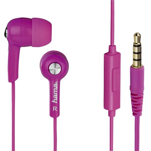 Hama HK2114 3.5 mm jack vezetékes fülhallgató mikrofonnal pink