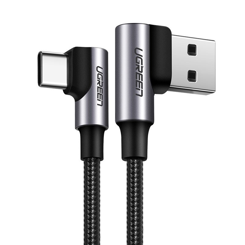 Ugreen USB - USB Type C döntött végű QC3.0 3A 2m kábel szürke (US176 20857) (fent újként)