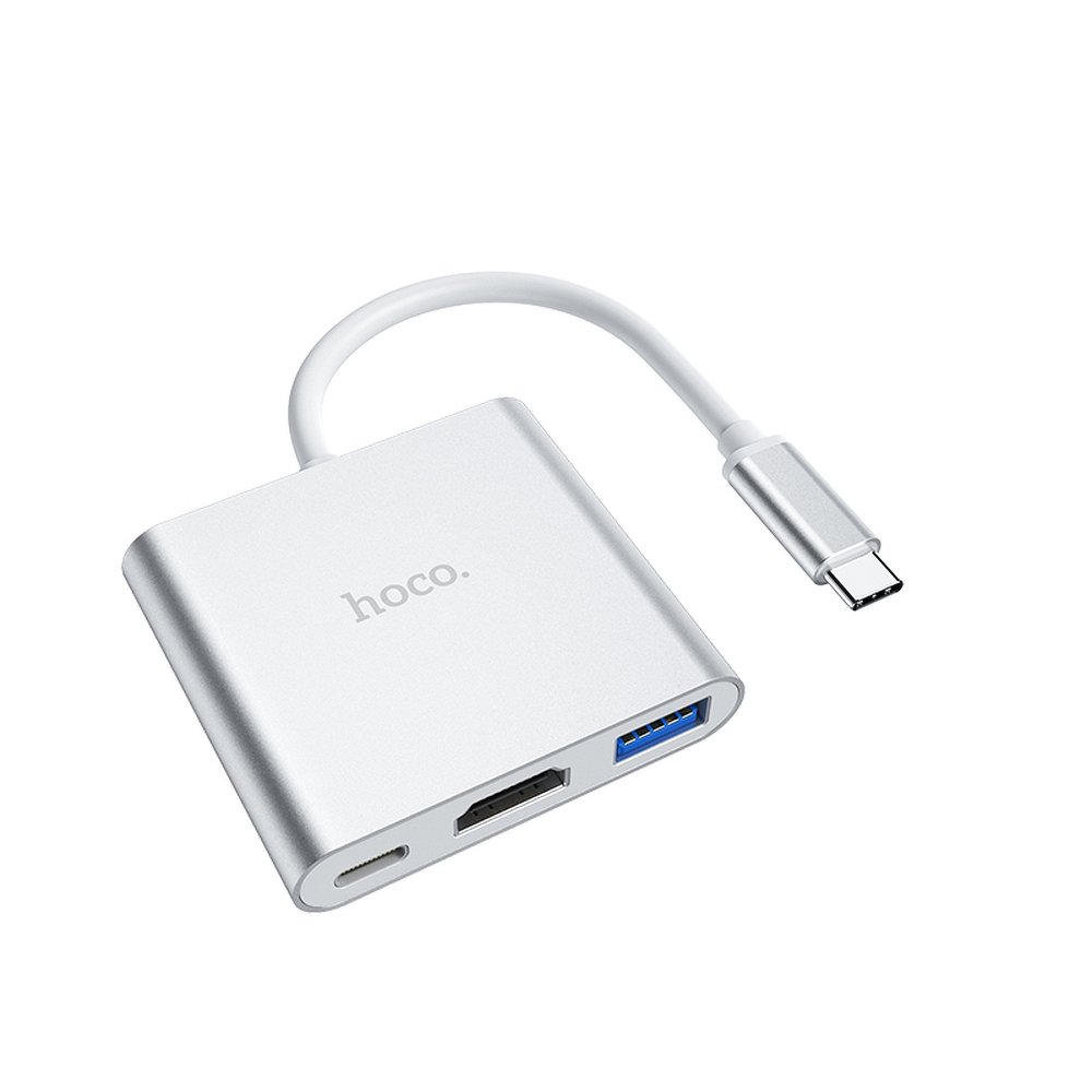 HOCO HB14 Type-C adapter (Type-C - USB3.0+HDMI+PD) ezüst