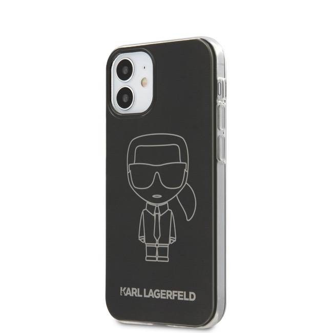 iPhone 12/ 12 Pro Karl Lagerfeld KLHCP12MPCUMIKBK Metallic Iconic TPU/PC tok fekete