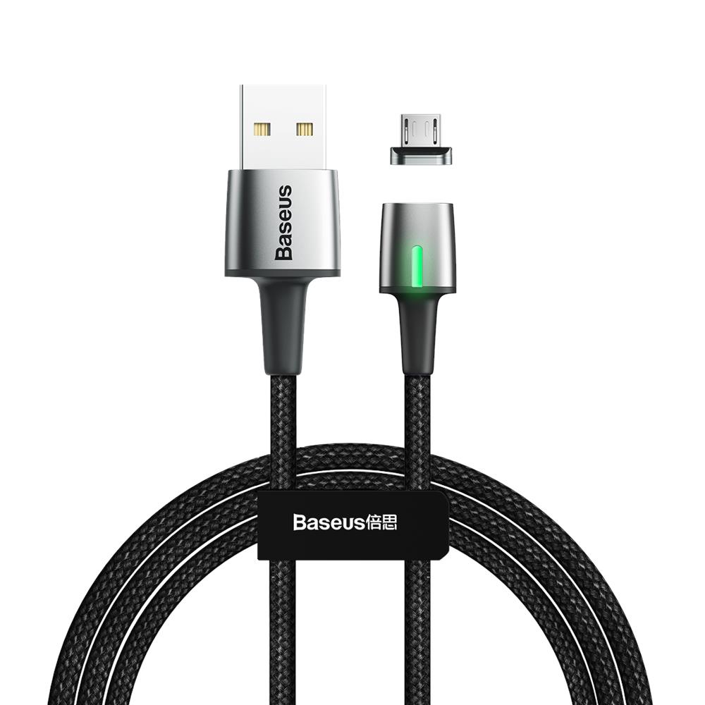 Baseus Zinc mágneses kábel USB/Micro USB 1.5A 2m fekete (CAMXC-A01)