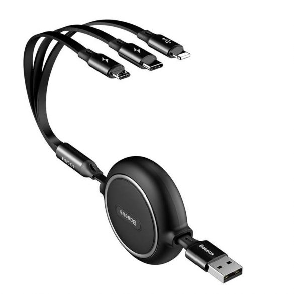 Baseus Golden Loop 3in1 USB kábel szett - micro USB / Lightning / USB-C 3.5A 35cm - 120cm fekete (CAMLT-JH01)