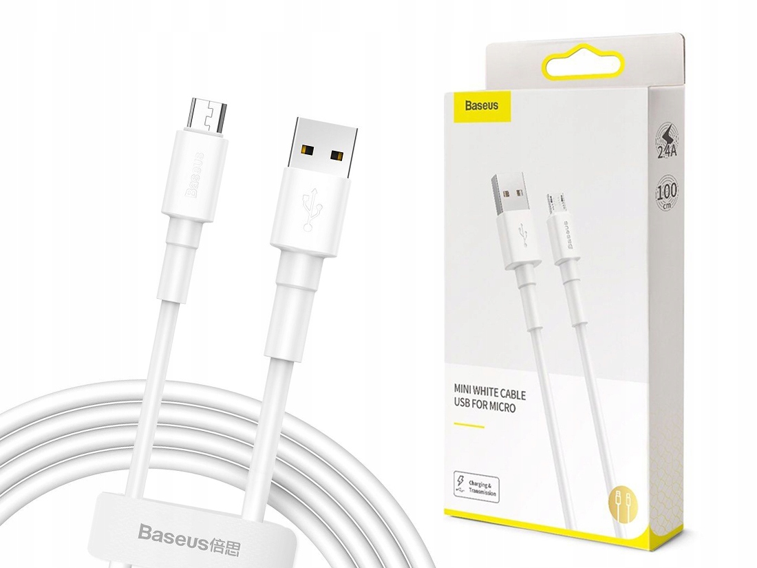 Baseus Durable USB - micro USB kábel 2.4A 1m fehér (CAMSW-02)