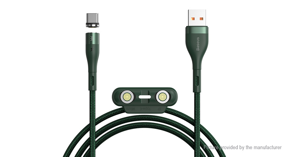 Baseus Zinc mágneses kábel USB + Csatlakozóvég szett 3A 1m zöld (CA1T3-A06)