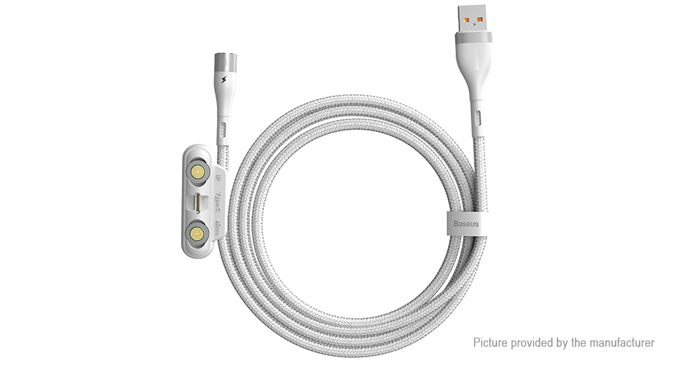 Baseus Zinc mágneses kábel USB + Csatlakozóvég szett 3A 1m fehér (CA1T3-A02)