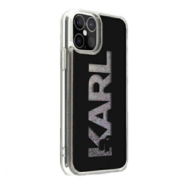 iPhone 12 Pro MAX Karl Lagerfeld KLHCP12LKLMLBK Karl Logo Glitter tok fekete